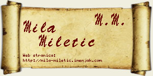 Mila Miletić vizit kartica